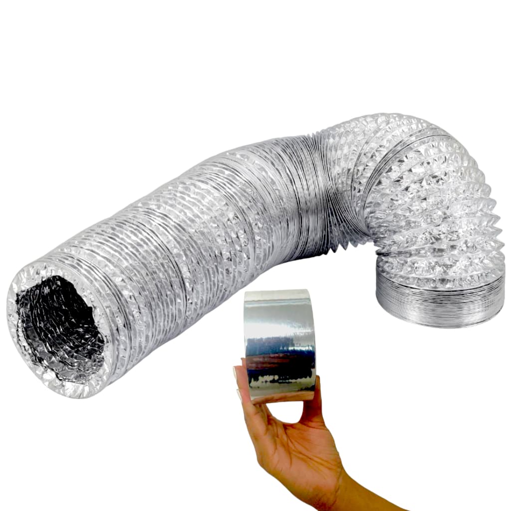 Kit Fita aluminizada + 1 Metro de Duto Flexível De Alumínio 100mm, 125mm, 150mm Coifa