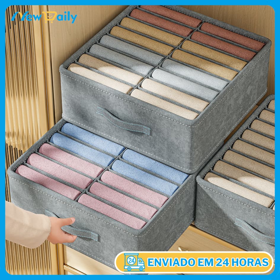 Organizador de Gavetas/Calça/Roupa com 14 Divisórias/16 Divisórias — Ideal para Jeans e Roupas Dobráveis OG-40-ND