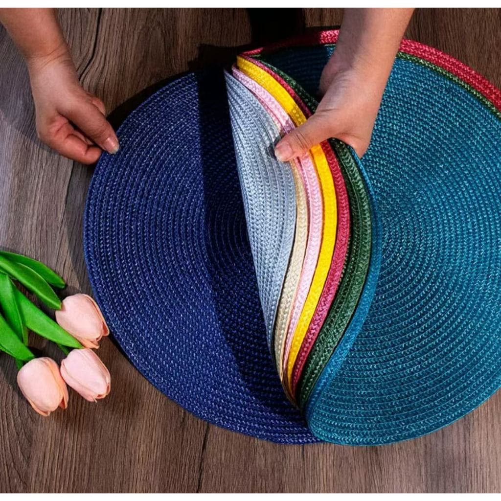 Kit 4 Peças Jogo Americano Redondo Sousplat Cozinha Jantar Descanso de Prato Sousplat Cozinha