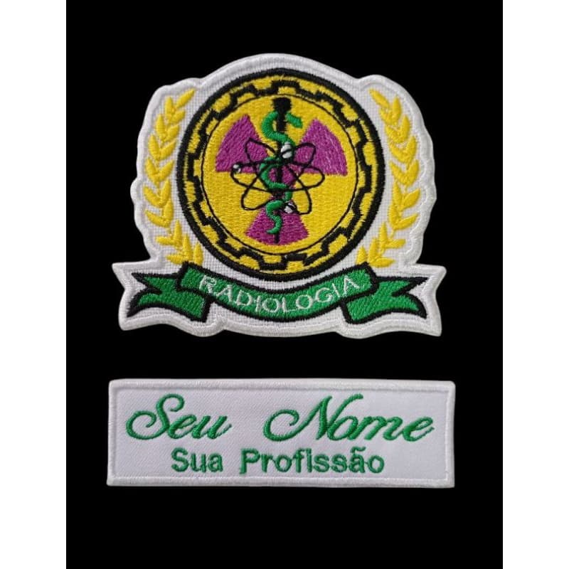 Patch Termocolante Radiologia - kit seu nome e sobrenome + logo