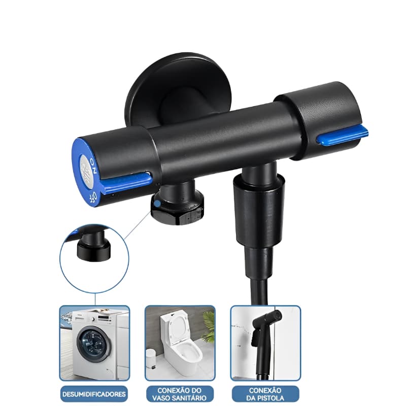 Ducha Higiênica Com Registro Torneira Dupla em Aço Inox 304 Aço Escovado Banheiro Lavabo KGOLD