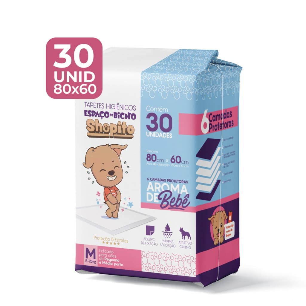 Tapete Higiênico Espaço De Bicho Shopito Oficial Aroma De Bebê 30 Unidades Envio Imediato