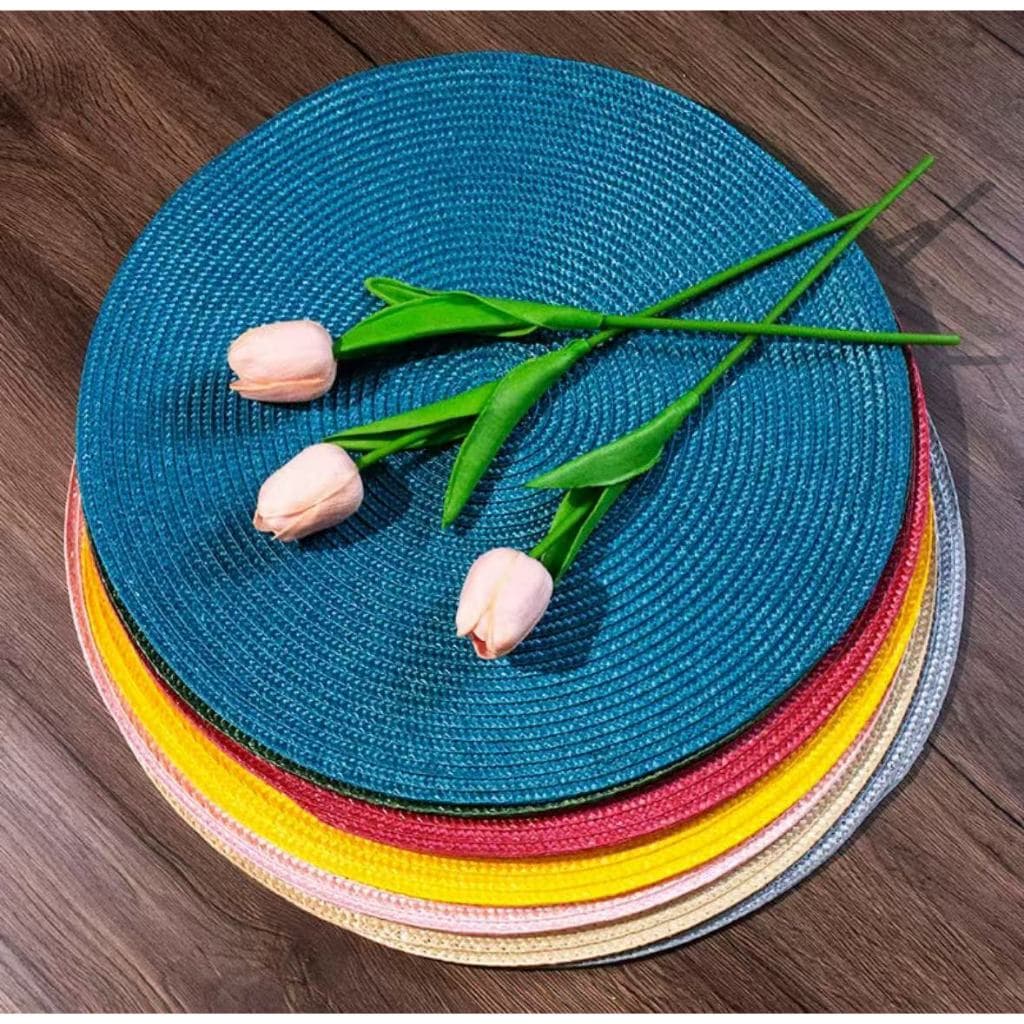 Kit 4 Peças Jogo Americano Redondo Sousplat Cozinha Jantar Descanso de Prato Sousplat Cozinha