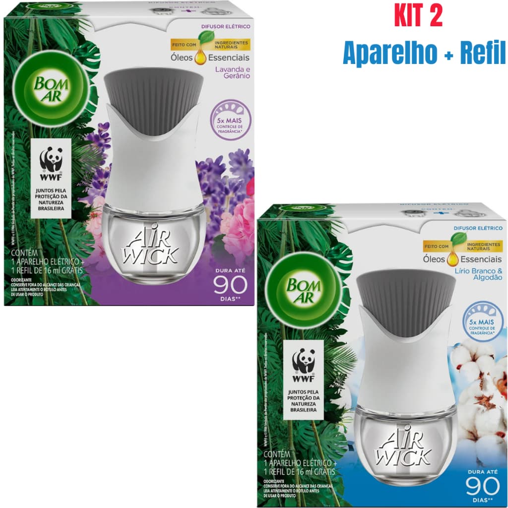 Kit 2 Bom Ar Difusor Elétrico Aparelho + Refil - Fragrância à Sua Escolha