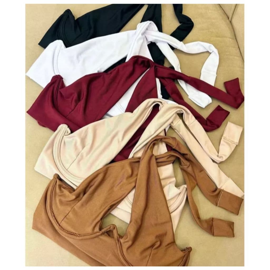 Cropped Lia Estruturado com Ferrinho Levanta Seio Suplex Poliamida com Decote Amarração Ajustavel Moda Feminina Blogueir