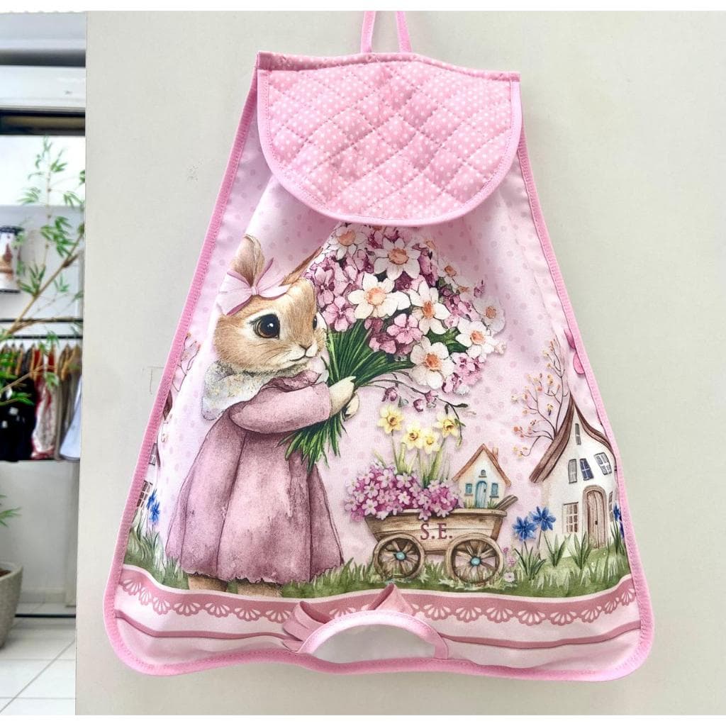 Puxa Saco/Guarda Sacolas -  Linda Estampa de Páscoa Coelhinha