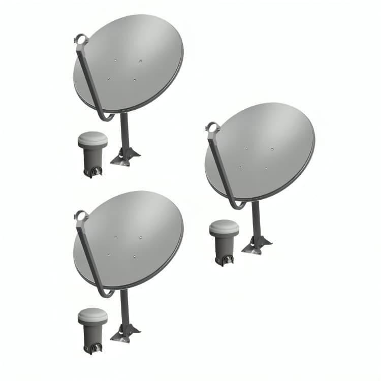Kit 3 Antena Digital Parabólica Chapa 60cm Ku 5g + 3 Lnbf Ku