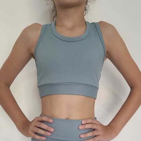 Top nadador esportivo feminino infantil em poliamida