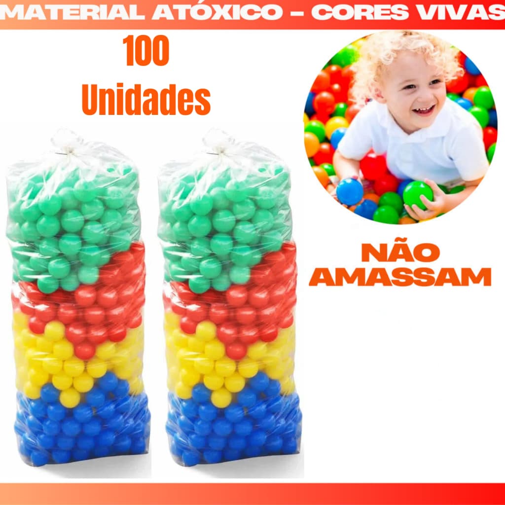 Saco 100 Bolinhas Coloridas Piscina Infantil Bola de Brinquedo Não Amassam Resistente