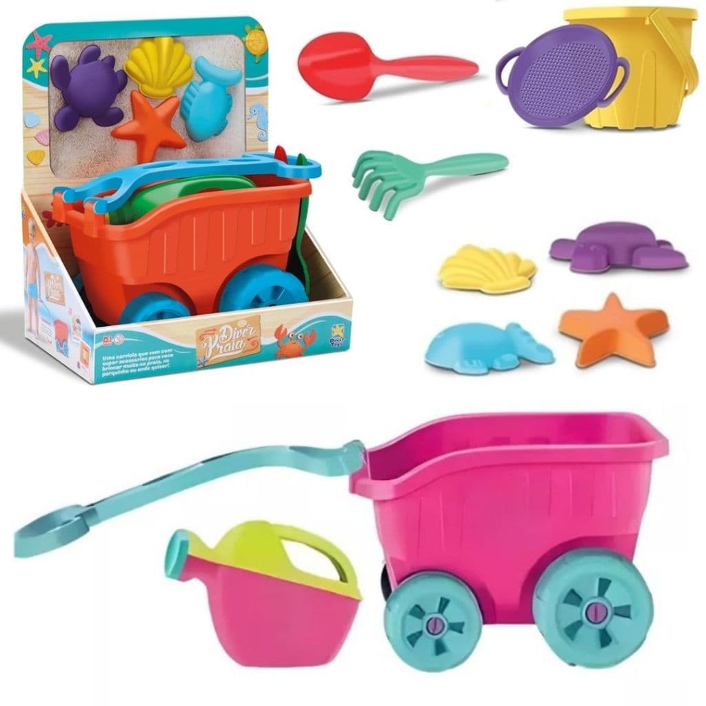 Brinquedo Carriola Praia Com Acessórios