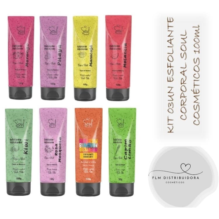 Kit 03un Hidratante Esfoliante Soul Cosméticos 100g