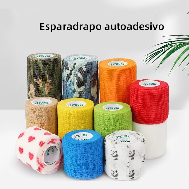 Tamanho: 5cm*4,5m Bandagem Elástica Autoadesivas De Compressão De Cor Lisa Não Tecido Com Alça