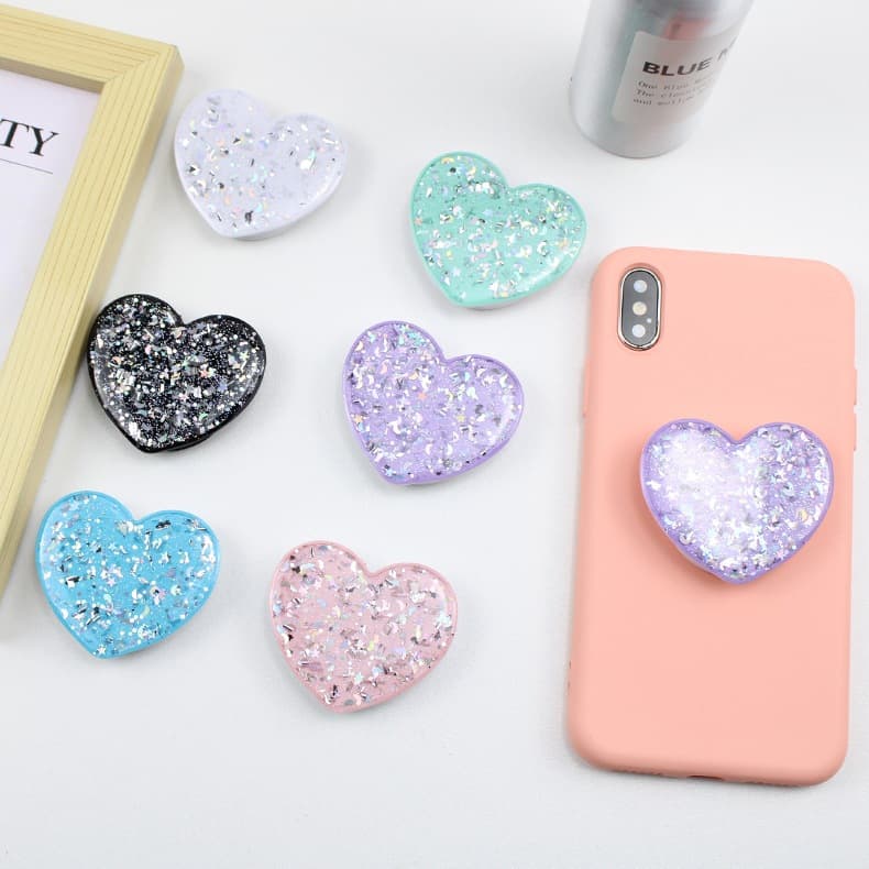 Pop Suporte Lindos de Coração Com Glitter brilho Dedo E Bancada Para Celular Capinha Case e Telefone Capa