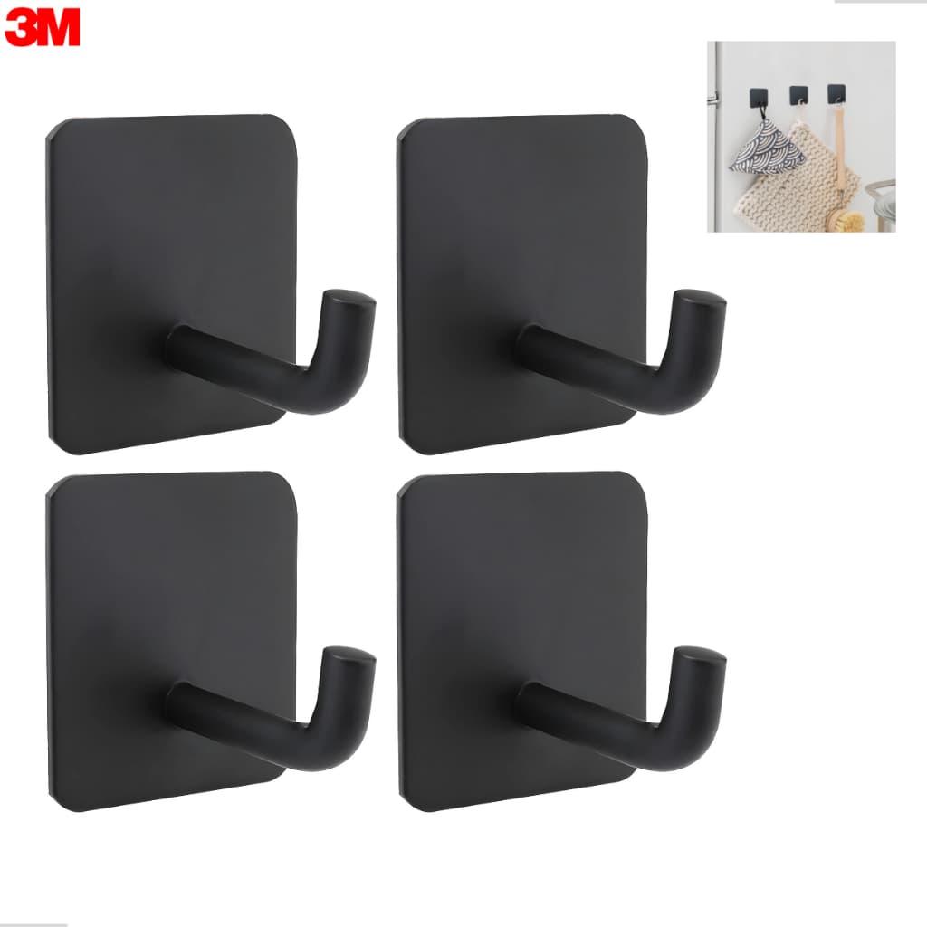 Kit 2/4/10 Gancho Inox Adesivo 3m Parede Suporte Cabide Autocolante Pendurar Chave Utensílios Resistente