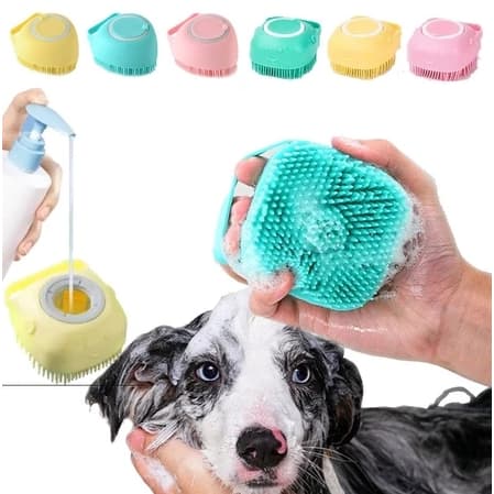 Kit 2 Escovas de Banho PET em Silicone com Dispenser de Shampoo – Massagem e Limpeza Suave X8