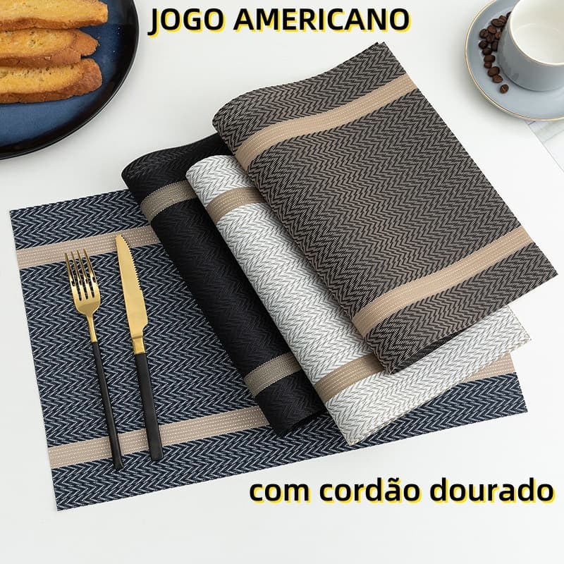 Kit 4/6/8 Jogo Americano Tapete De Mesa Jantar Luxo 45CMX30CM