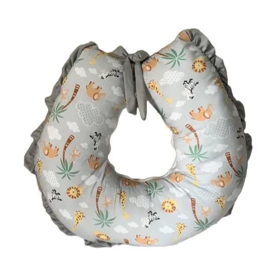 Almofada de Amamentação Travesseiro para amamentar grande 100% Algodão C/ Laço e Babado Com Zíper