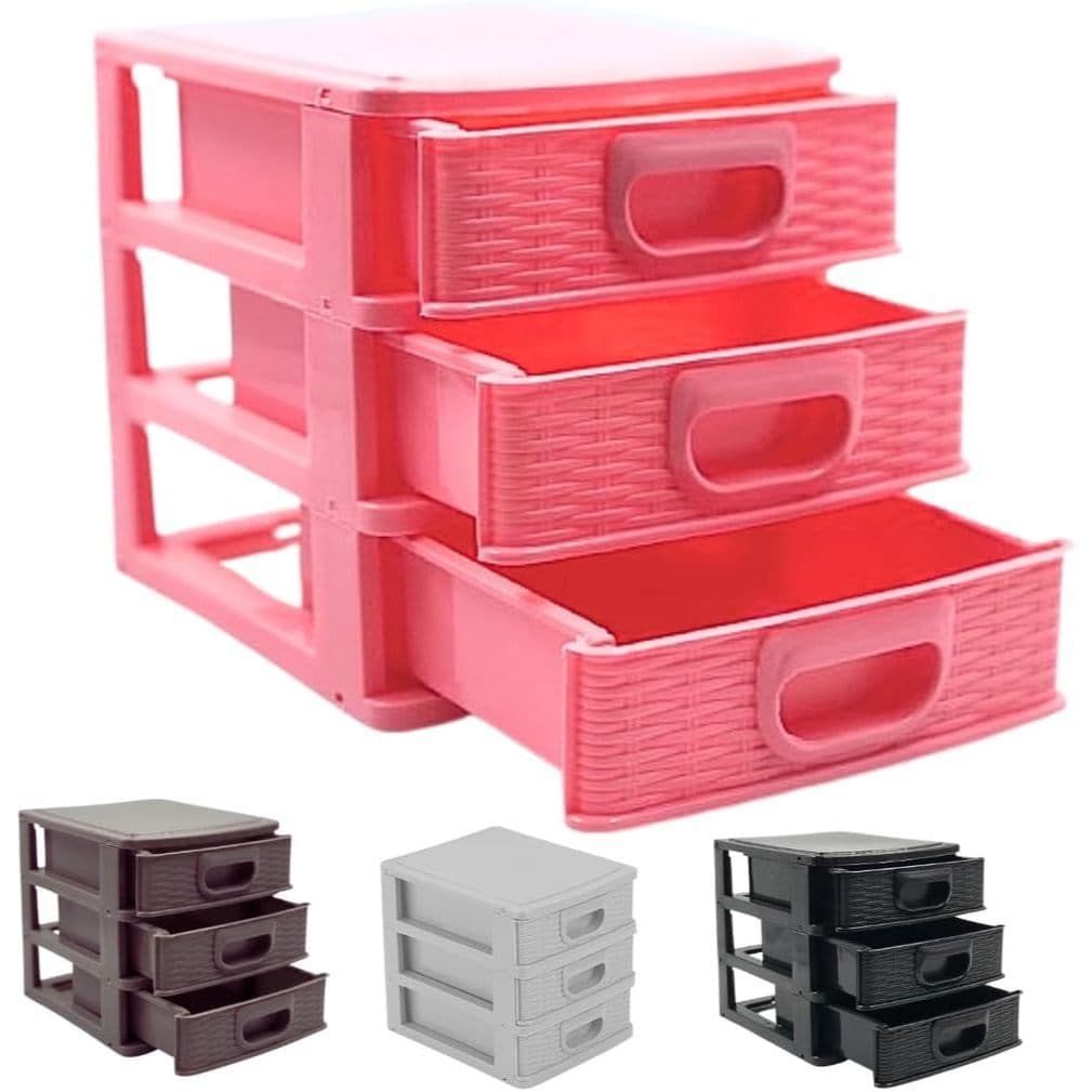 OFERTA Gaveteiro 15 x 13 x 14 cm Para Casa Mini Porta Tudo 3 Gavetas P