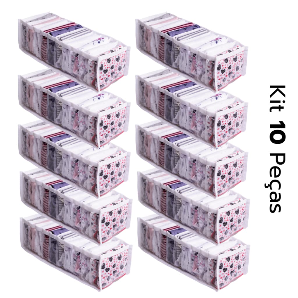 Kit 10 Colmeia Organizadora 40x10x10 Gaveta Roupas Bebês