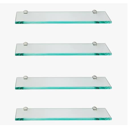 Kit 4 unidades prateleiras de vidro incolor 25x10 cm.