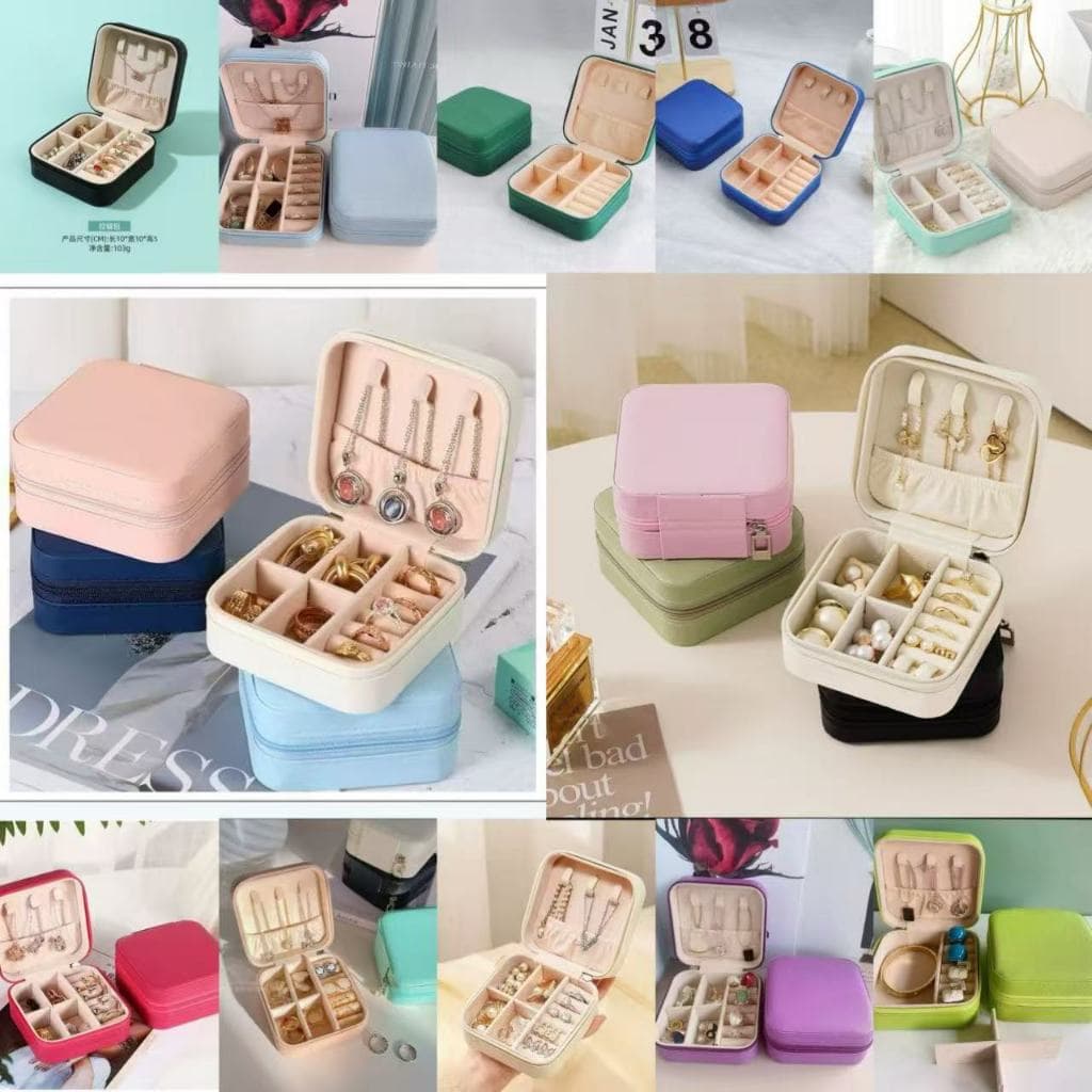 Kit 12 Porta Jóias Portátil | Mini Maleta Estojo Organizador Brincos Bijuterias Colares Anéis