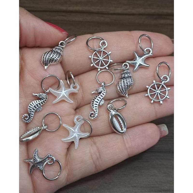 Pingente Para Trança trancista + Argolas para Box Braids Nago Dreads Boxeadora jumbo Sortidos kit com 12/24/48 unidades