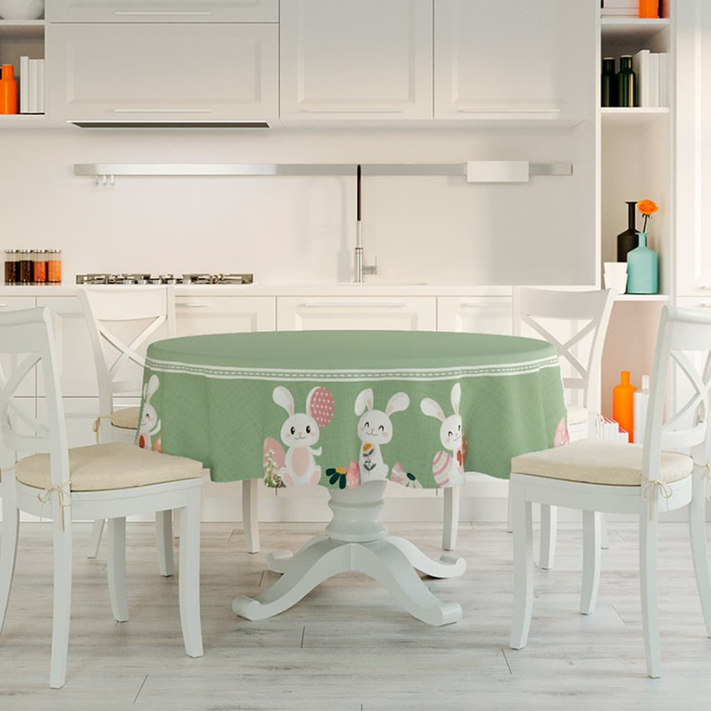 Toalha de Mesa Páscoa Redonda 4 lugares Decorativa 04