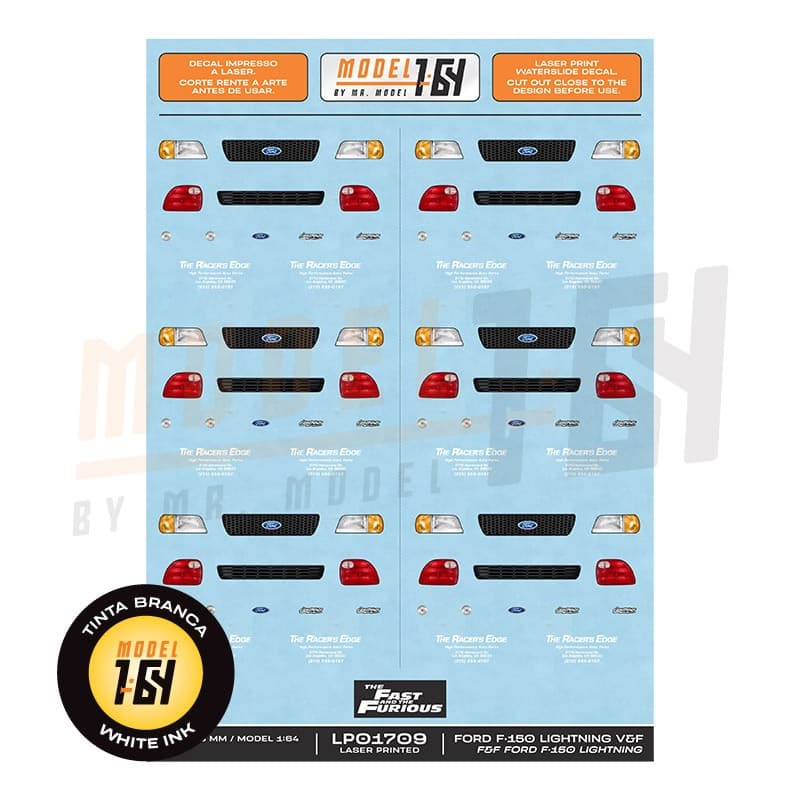 Decalque F-150 Brian Velozes e Furiosos - Model 1:64 LP01709 - Diecast Hot Wheels Customização