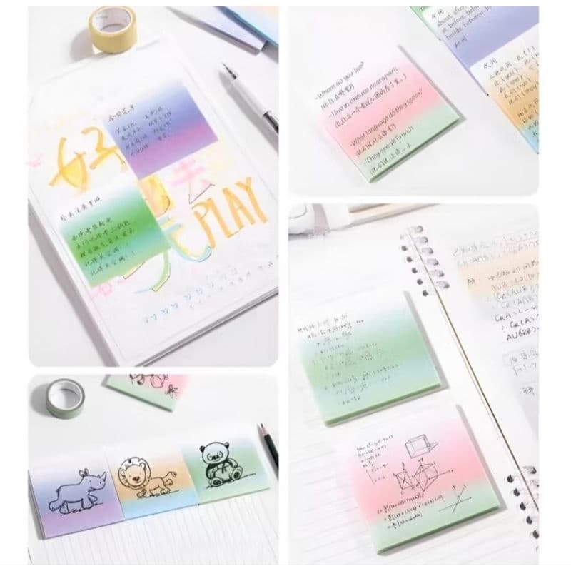 Kit 2 Blocos de Adesivos Transparente 50 Pçs Coloridos com Brilhos, Notas de Anotações 8044