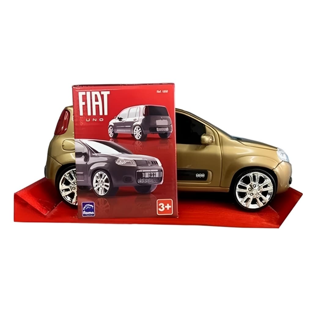 Brinquedo Carro Carrinho Miniatura Fiat Uno - Cor Dourado