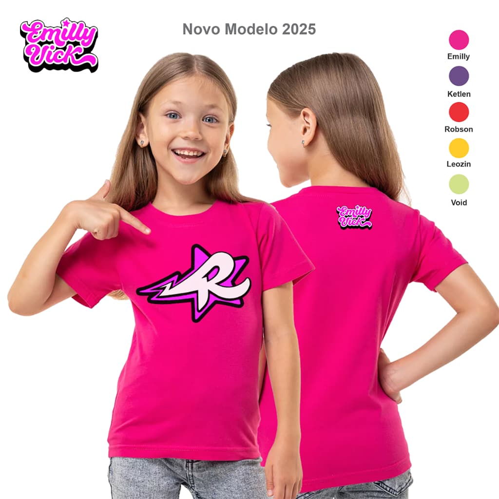 Camiseta Infantil Emilly Vick Ketlen Vários Modelos 100% Algodão Manga Curta