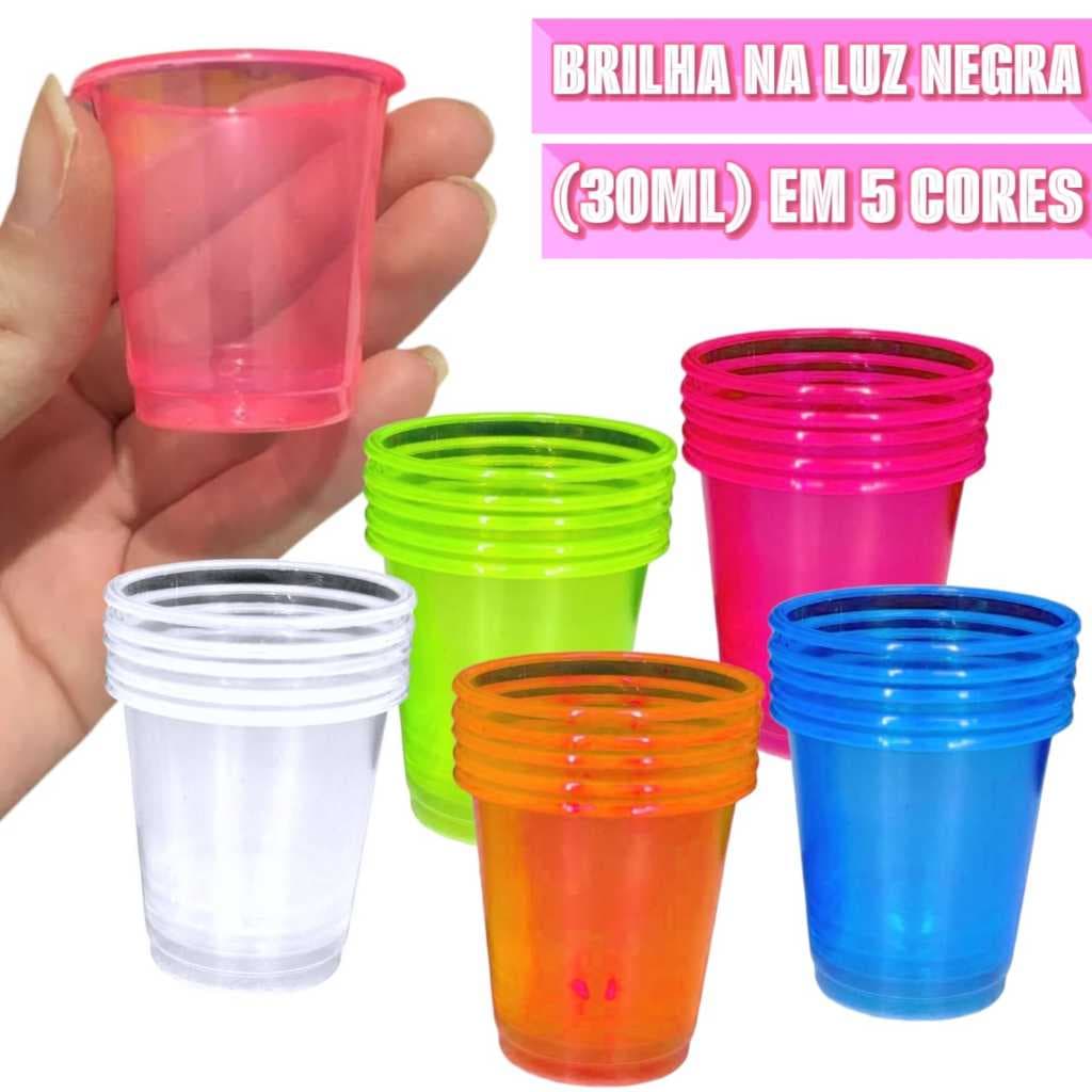 Copo Descartável De Shot Tequila Neon 30ml Copinho para Docinhos e Decoração Neon