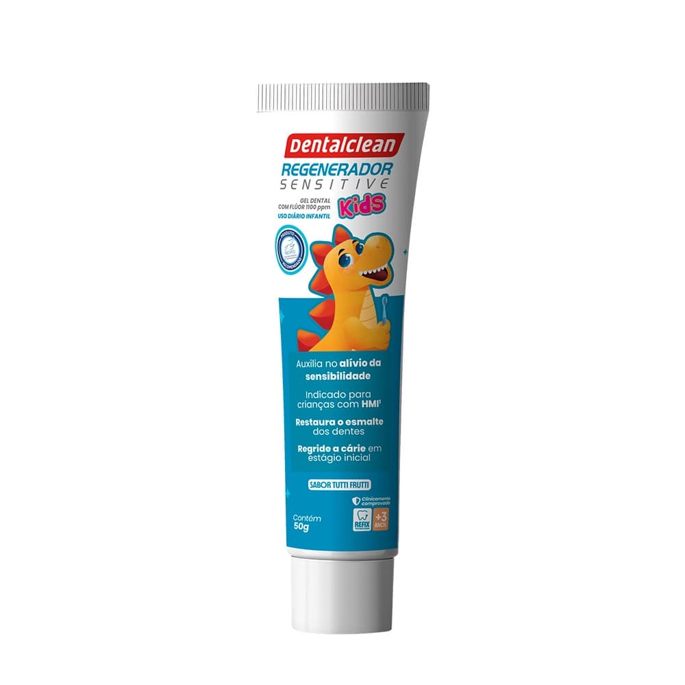 Gel Dental Dentalclean Regenerador Sensitive Kids 50g com Flúor