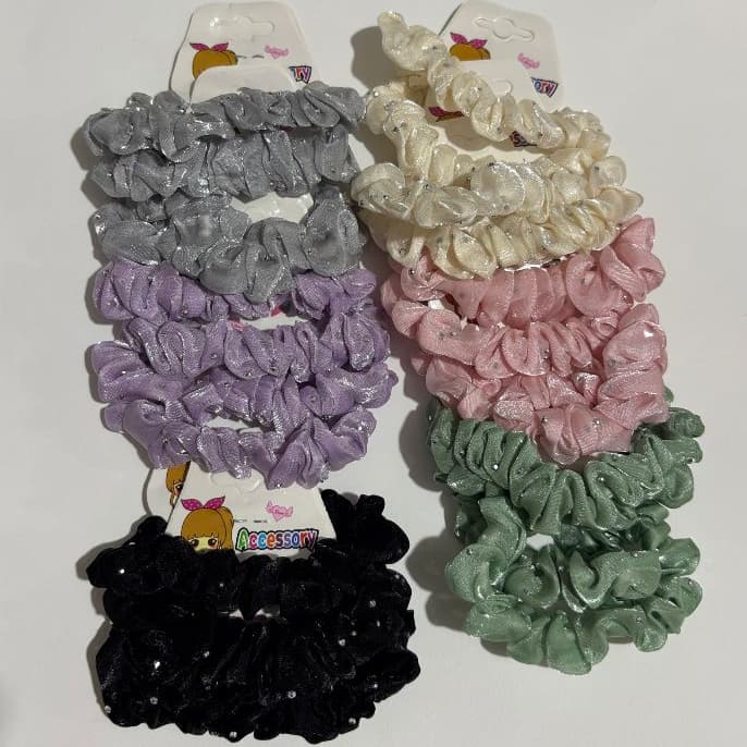 Kit 24 xuxinhas Com Strass Buchinha Cabelo Elastico de cabelo