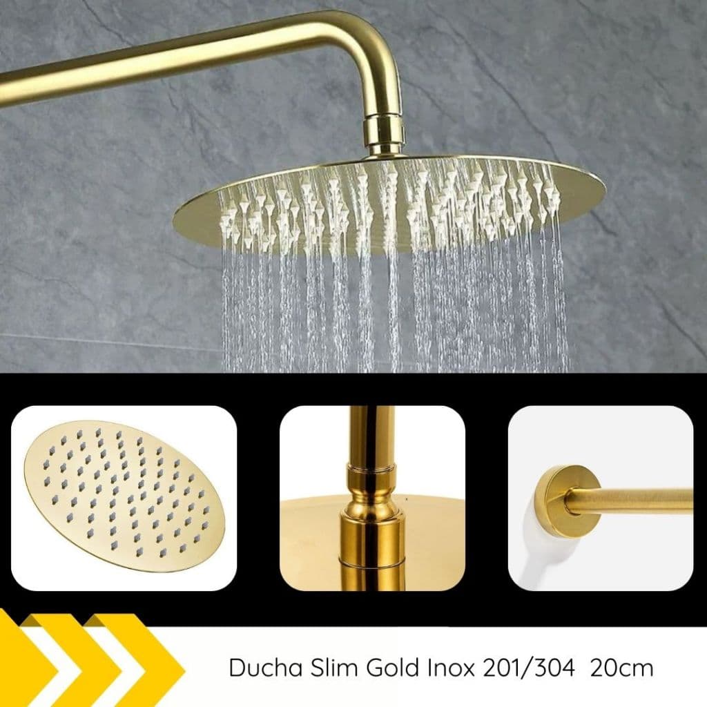 Chuveiro Ducha de Banho em Aço Inoxidável 201/304 -  Redondo ou Quadrado 20*20 CM