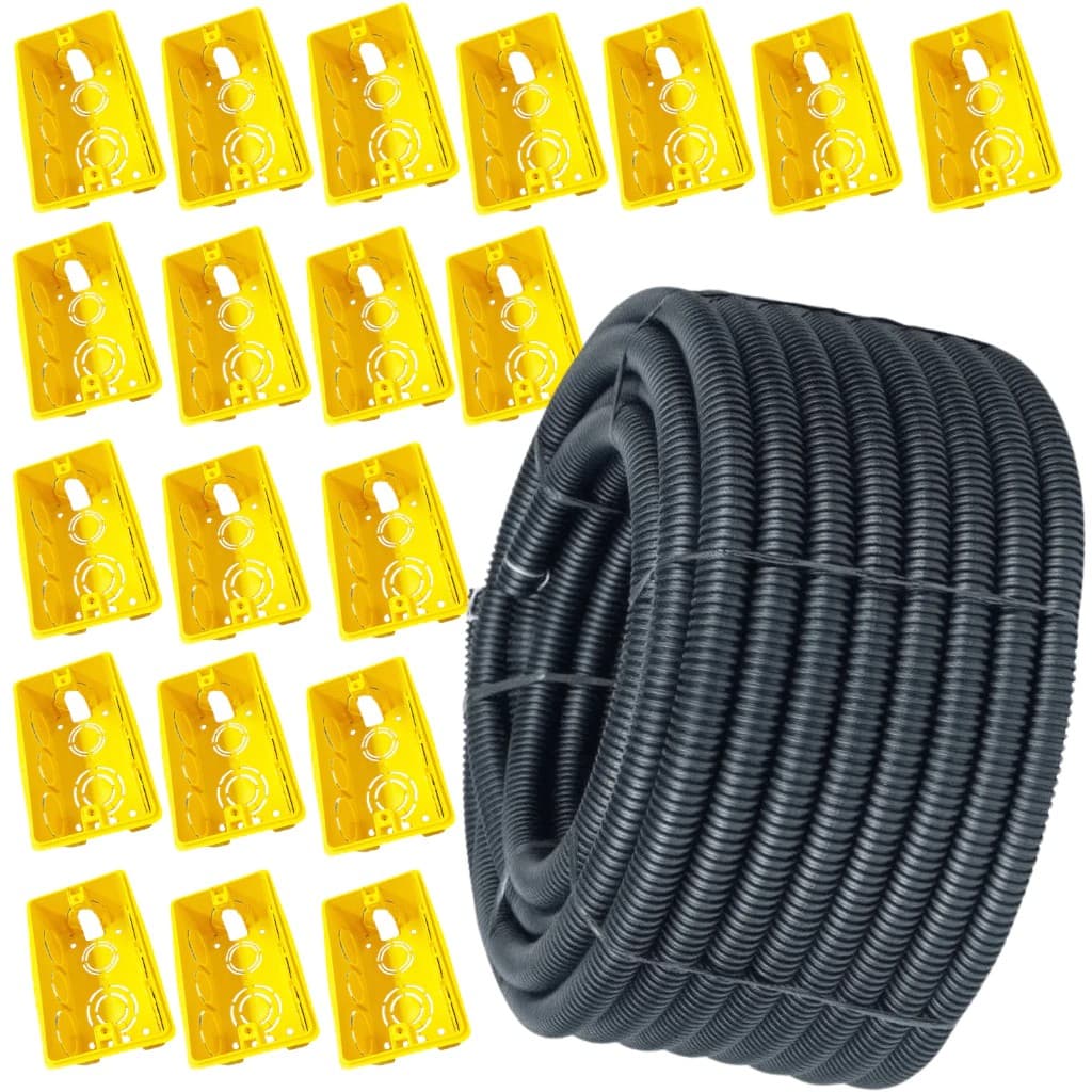 Kit Conduíte Eletroduto Corrugado 50 Metros Mangueira Corrugada 3/4 + 20 Caixinha De Luz 4x2 PROMOÇÃO