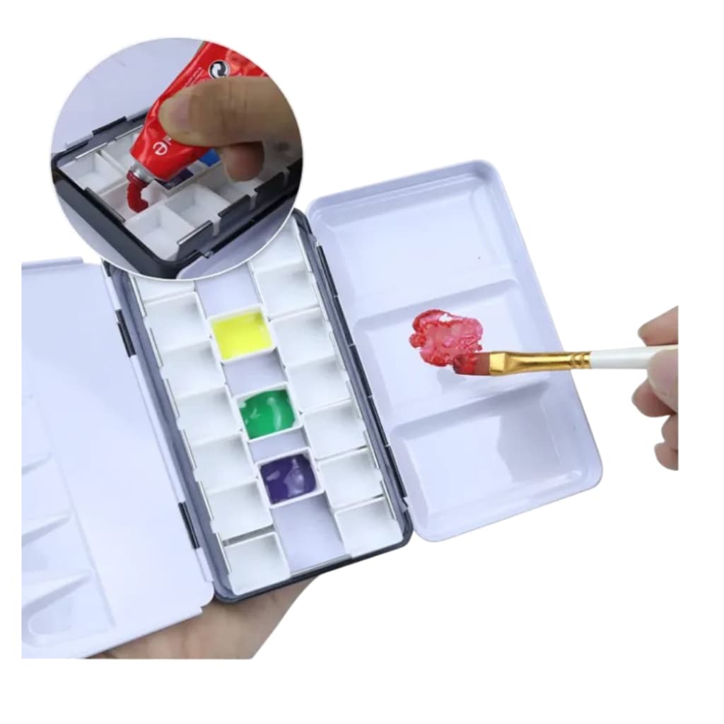 Gode  Metal Paleta pintura aquarela half pan PASTILHA