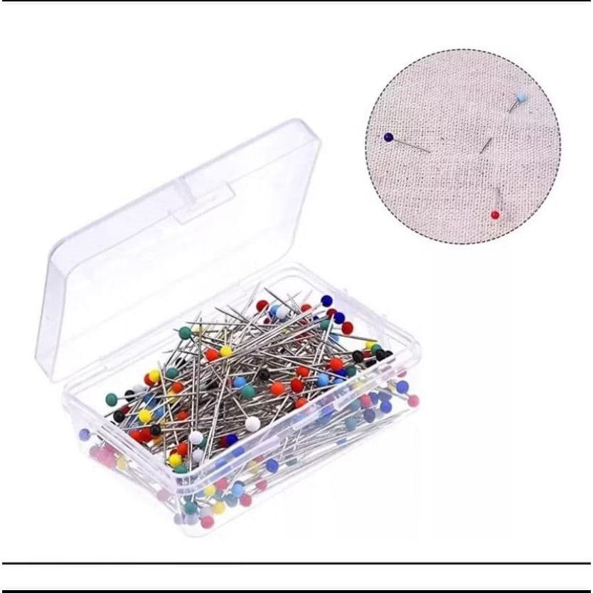 100 Alfinetes Cabeça Vidro Inox Fino - PROMOÇÃO