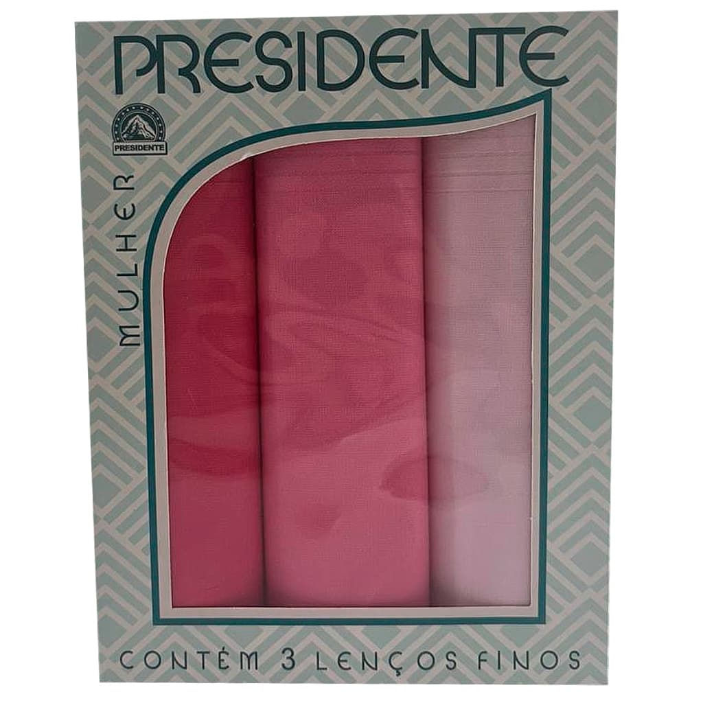 Lenços Femininos Presidente De Bolso 30cm 100% Algodão - Kit 3 Unidades