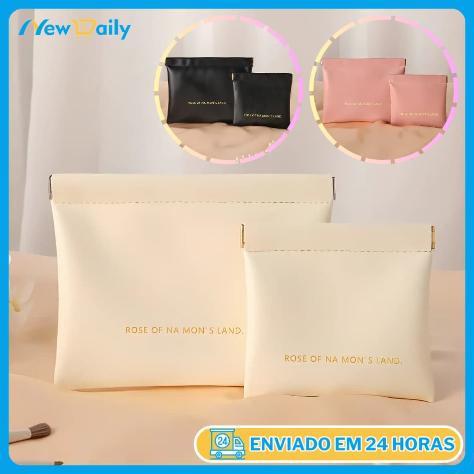 KIT Necessaire Bolsa Bolsinha Porta Objetos Pessoais Feminina Masculina Com Fechado De Ima Impermeável OG-41-ND/OG-42-ND