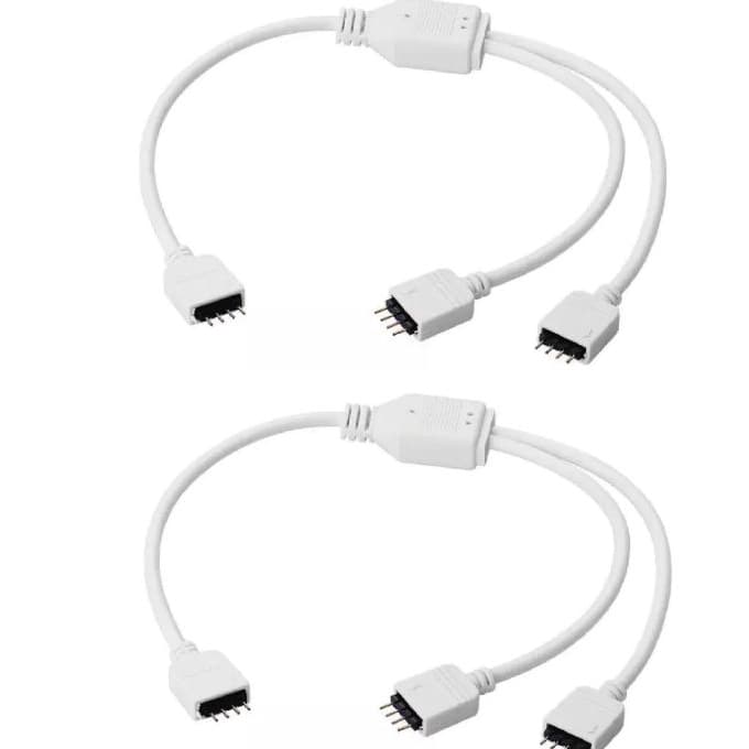 kit 1 2 3 Cabo Divisor  Splitter RGB 2 para 1 para fita de LED 5050 2835 + emenda 4 Pinos Vias