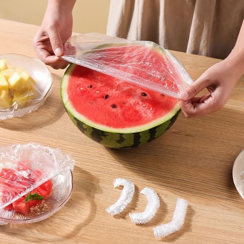 Sacos de Filme Plástico Adesivo Descartáveis - Nível Alimentar! Com Boca Elástica Tipo Chapéu de Banho. Ideal para Cober