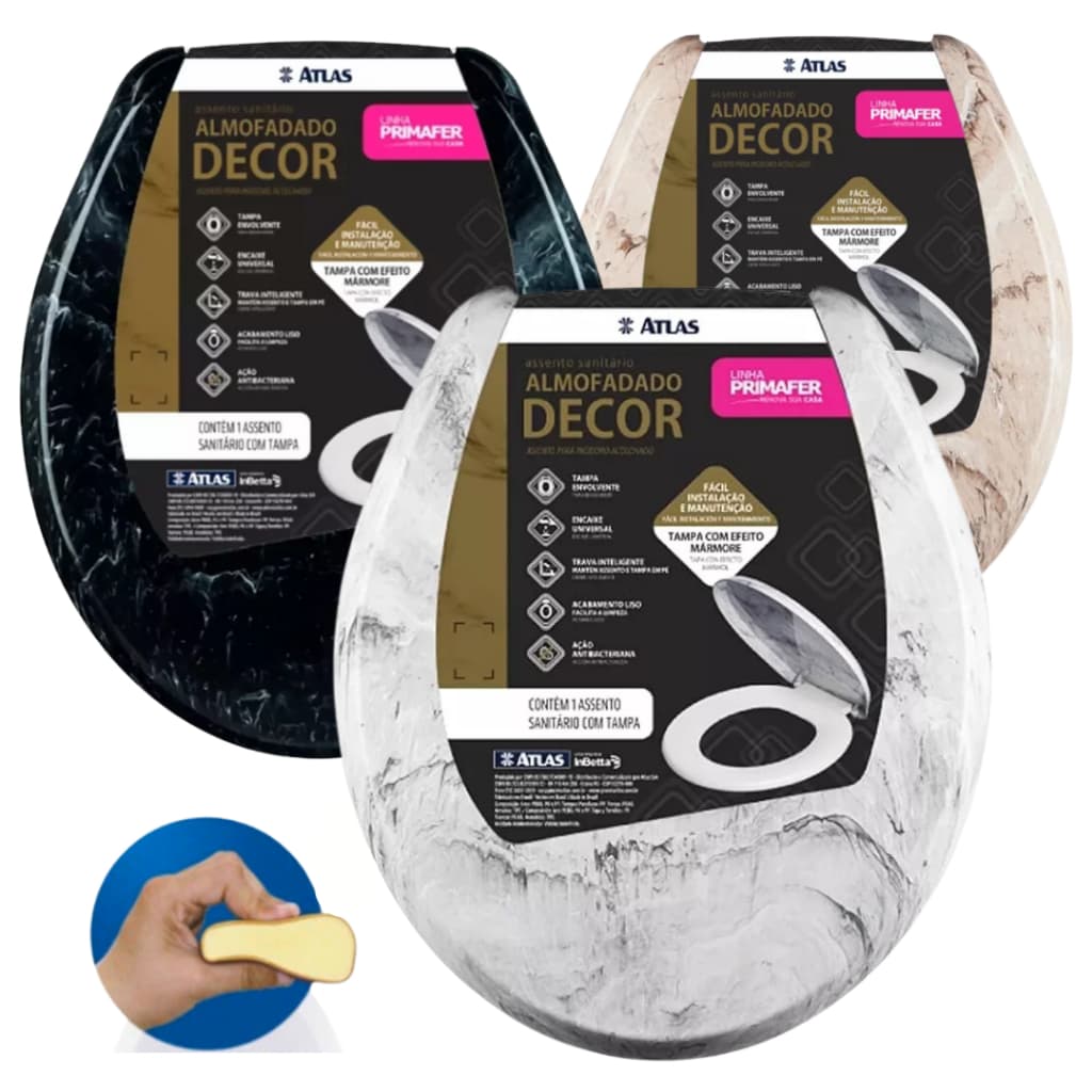 Assento Tampa Vaso Sanitário Almofadado Mármore Oval Universal