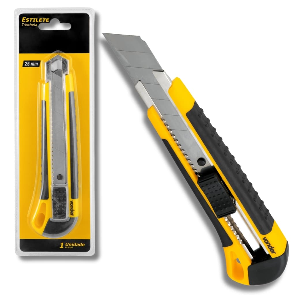 Estilete Profissional Emborrachado Com Trava 25mm Vonder