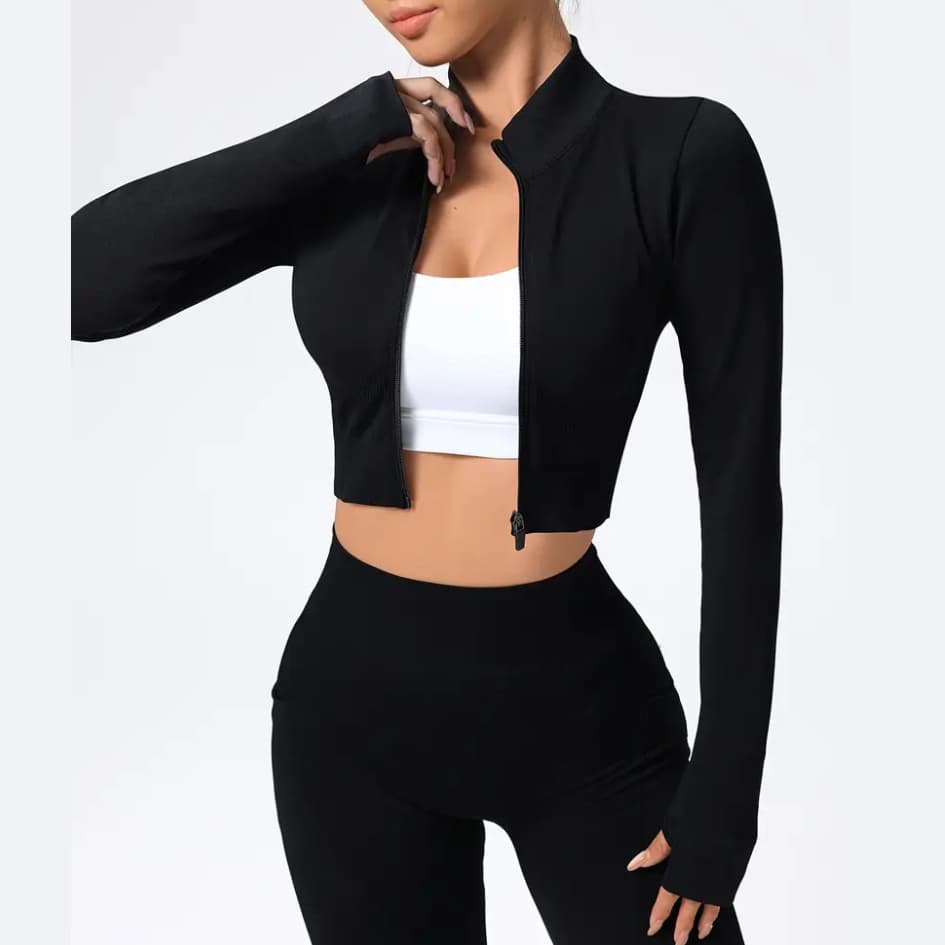 Cropped Jaqueta Esportiva Curta Dedinho Feminina Gringa Casual Treino Academia Corrida Básica