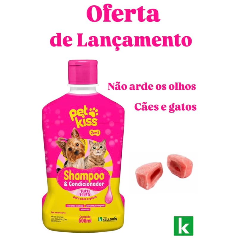 Novo Shampoo e Condicionador Chiclete Tutti Frutti 2 Em 1 Kelldrin 500ml