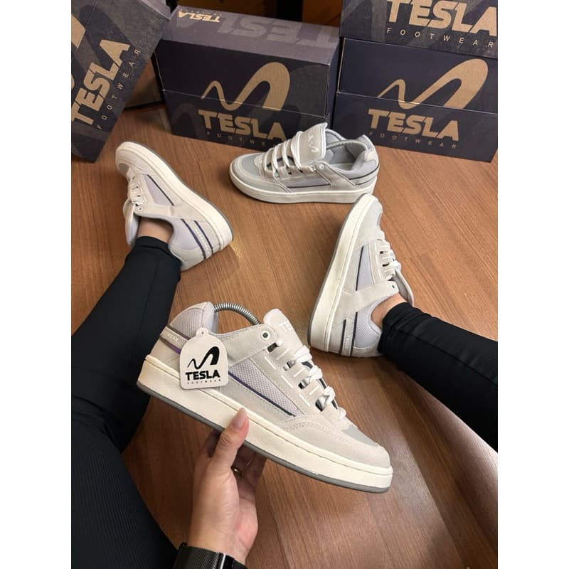 Tênis Tesla Coil Cinza Gray Refletivel Furta Cor Feminino Masculino Unissex Skate Skatista Lançamento Envio Imediato