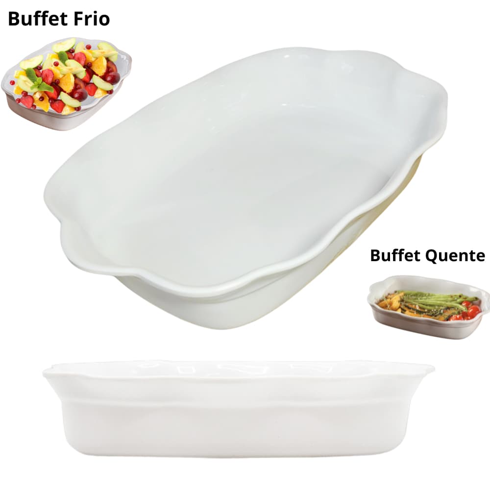 Travesa Branca Saladeira de Melamina Bellagio Para Buffet e Restaurante 3 tamanhos