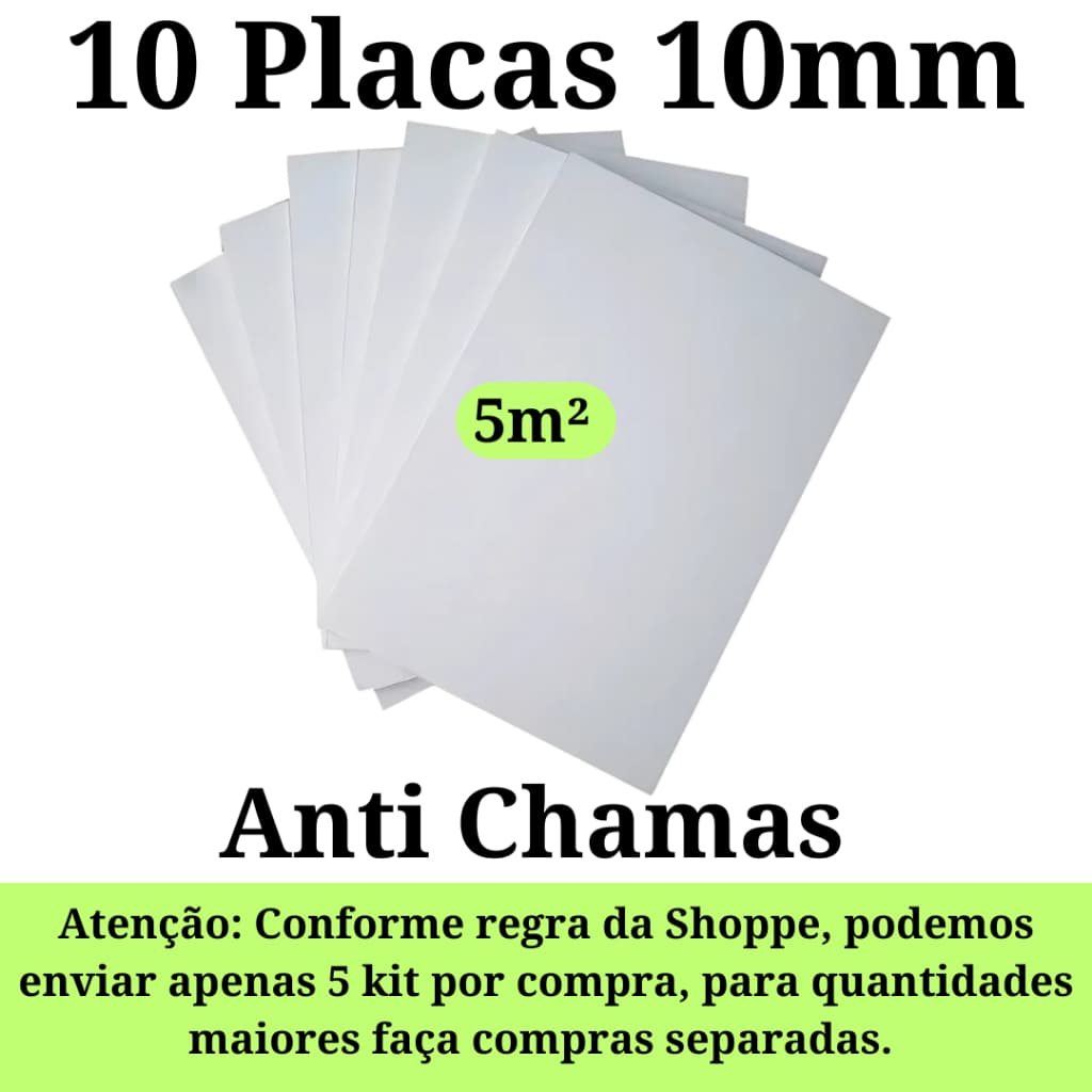 Kit 10 Placas de Isopor 1000x500x10mm / 1cm  Antichamas Isolamento Termico Acustico T1 F1