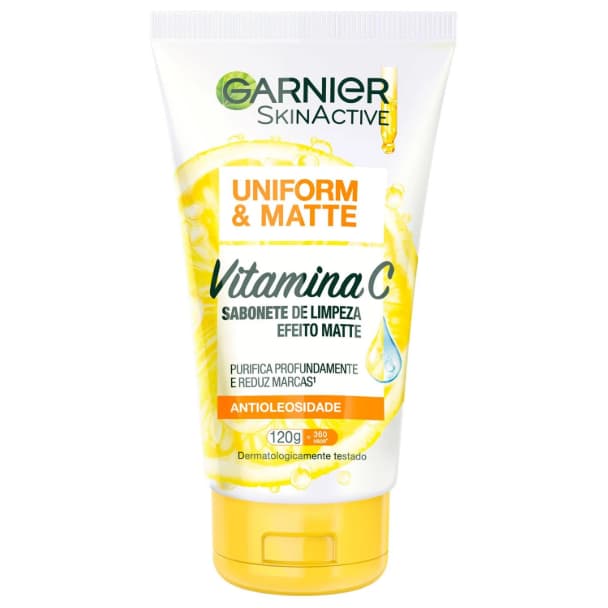 Sabonete de Limpeza Facial Garnier Uniform & Matte Vitamina C Antioleosidade